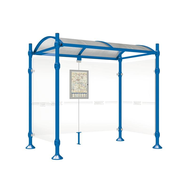 Cityscape Direct Province Brushed Steel Bus Shelter 2500mm / Blue (RAL 5010) / With cladding on both sides