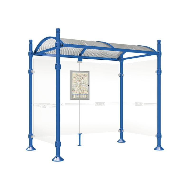 Cityscape Direct Province City Bus Shelter 2500mm / Blue (RAL 5010) / With cladding on both sides