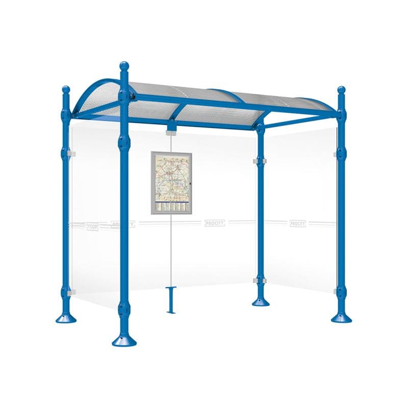 Cityscape Direct Province Sphere Bus Shelter 2500mm / Blue (RAL 5010) / With cladding on both sides