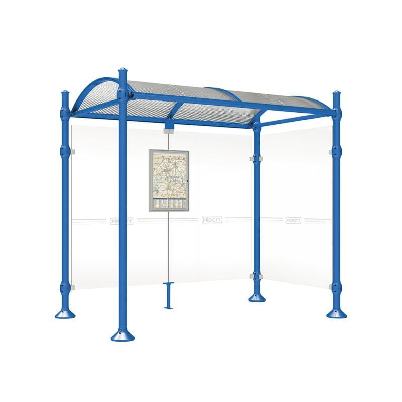 Cityscape Direct Province Agora Bus Shelter 2500mm / Blue (RAL 5010) / With cladding on one side