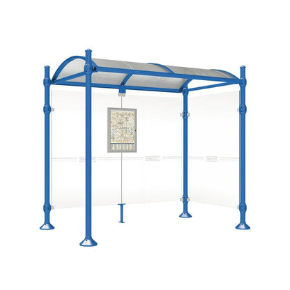 Cityscape Direct Province Agora Bus Shelter 2500mm / Blue (RAL 5010) / With cladding on one side