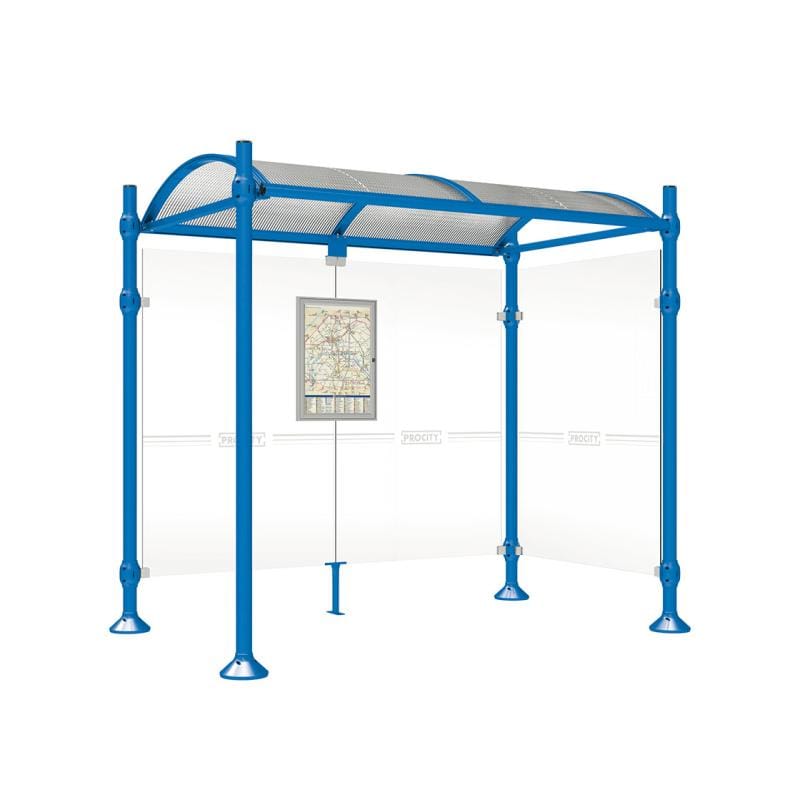 Cityscape Direct Province Brushed Steel Bus Shelter 2500mm / Blue (RAL 5010) / With cladding on one side