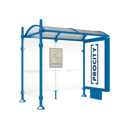 Cityscape Direct Province City Bus Shelter 2500mm / Blue (RAL 5010) / With lightbox and cladding