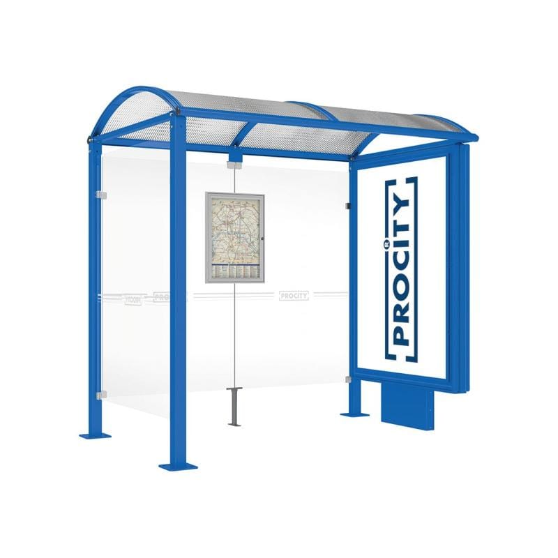 Cityscape Direct Voute Bus Shelter 2500mm / Blue (RAL 5010) / With lightbox and cladding
