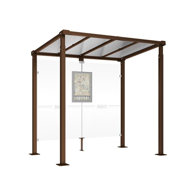 Cityscape Direct Milan Bus Shelter 2500mm / Brown (RAL 8017) / No side cladding