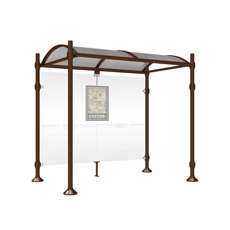 Cityscape Direct Province Brushed Steel Bus Shelter 2500mm / Brown (RAL 8017) / No side cladding