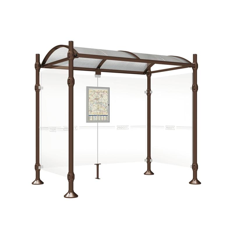 Cityscape Direct Province Brushed Steel Bus Shelter 2500mm / Brown (RAL 8017) / With cladding on both sides