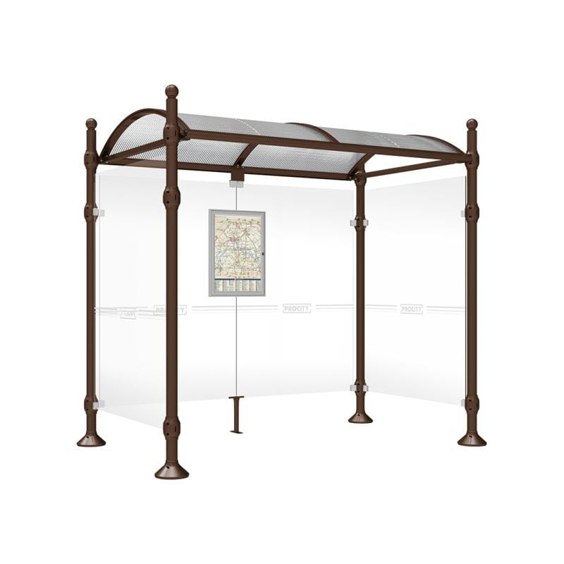 Cityscape Direct Province Sphere Bus Shelter 2500mm / Brown (RAL 8017) / With cladding on both sides