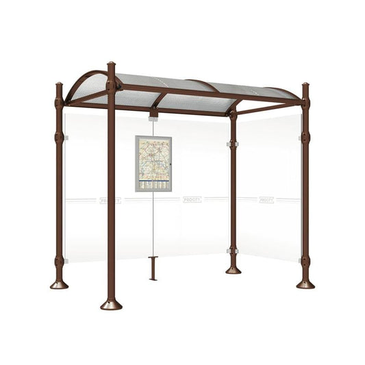 Cityscape Direct Province Agora Bus Shelter 2500mm / Brown (RAL 8017) / With cladding on one side