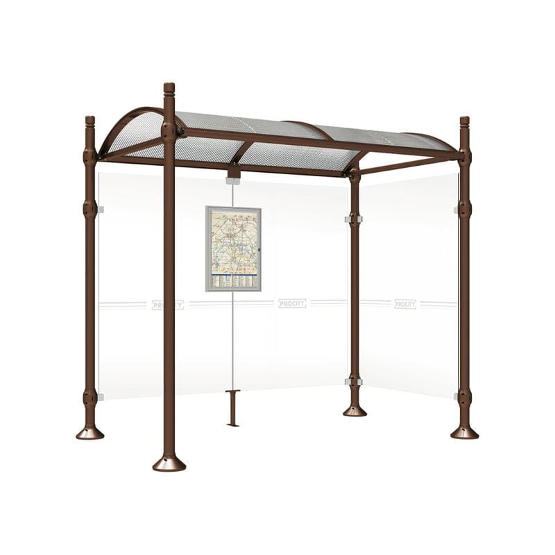 Cityscape Direct Province City Bus Shelter 2500mm / Brown (RAL 8017) / With cladding on one side