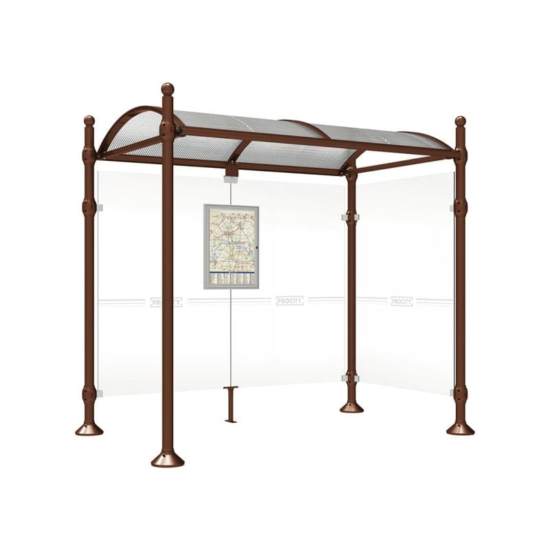 Cityscape Direct Province Sphere Bus Shelter 2500mm / Brown (RAL 8017) / With cladding on one side