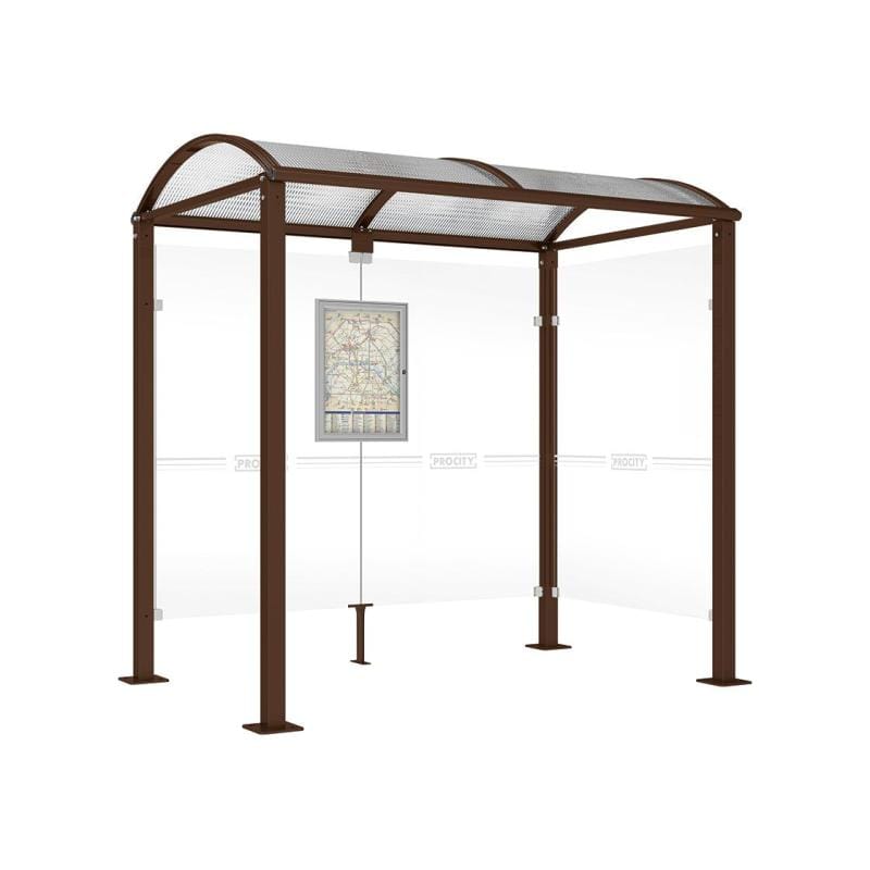 Cityscape Direct Voute Bus Shelter 2500mm / Brown (RAL 8017) / With cladding on one side