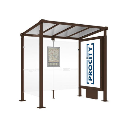 Cityscape Direct Milan Bus Shelter 2500mm / Brown (RAL 8017) / With lightbox and cladding