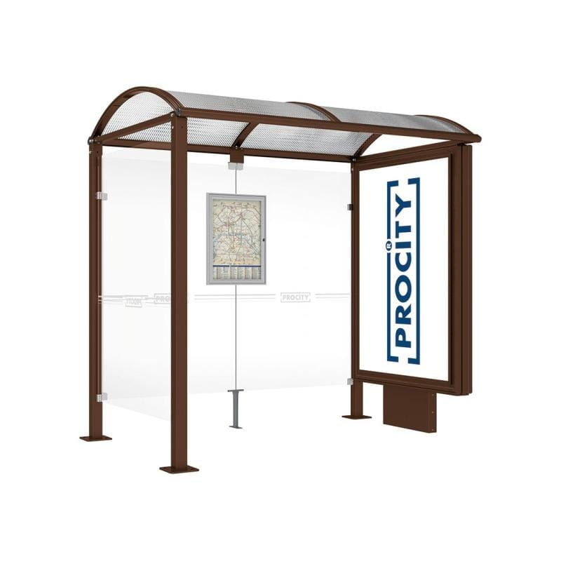 Cityscape Direct Voute Bus Shelter 2500mm / Brown (RAL 8017) / With lightbox and cladding