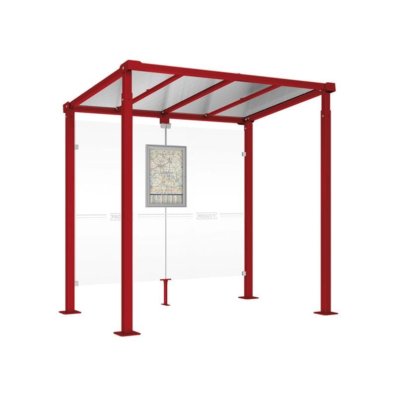 Cityscape Direct Milan Bus Shelter 2500mm / Burgundy (RAL 3004) / No side cladding