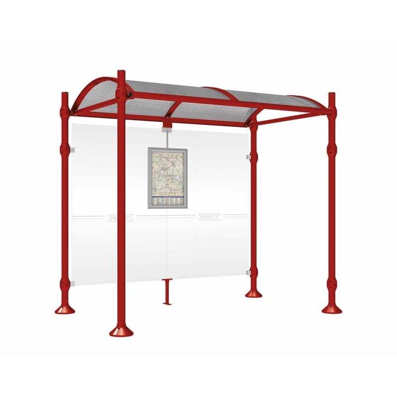 Cityscape Direct Province Brushed Steel Bus Shelter 2500mm / Burgundy (RAL 3004) / No side cladding
