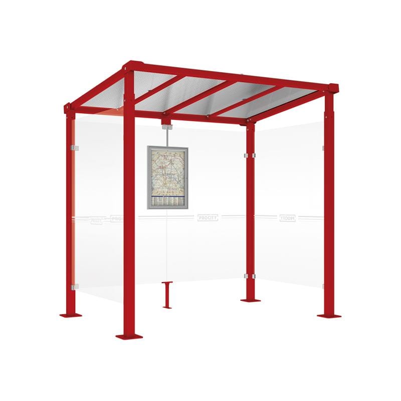 Cityscape Direct Milan Bus Shelter 2500mm / Burgundy (RAL 3004) / With cladding on both sides