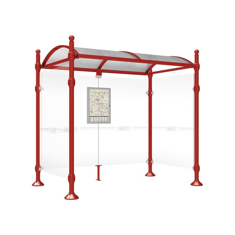 Cityscape Direct Province Sphere Bus Shelter 2500mm / Burgundy (RAL 3004) / With cladding on both sides