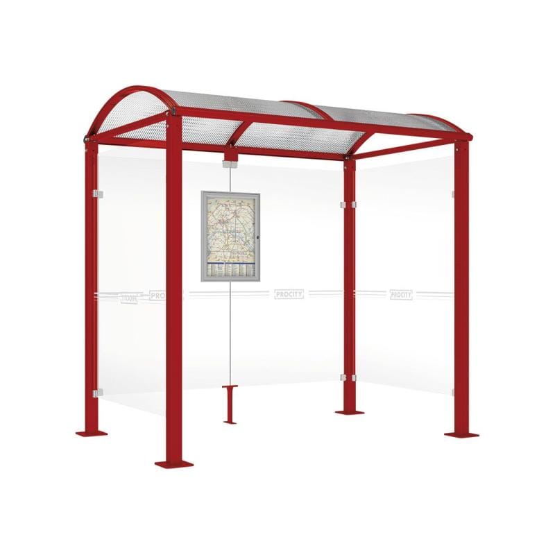 Cityscape Direct Voute Bus Shelter 2500mm / Burgundy (RAL 3004) / With cladding on both sides