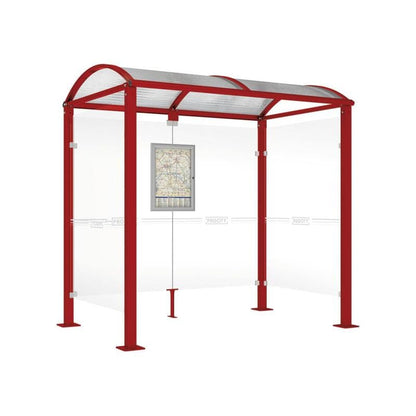 Cityscape Direct Voute Bus Shelter 2500mm / Burgundy (RAL 3004) / With cladding on both sides