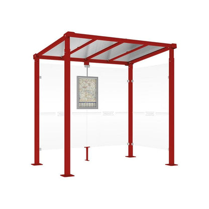 Cityscape Direct Milan Bus Shelter 2500mm / Burgundy (RAL 3004) / With cladding on one side