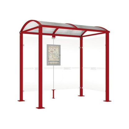 Cityscape Direct Voute Bus Shelter 2500mm / Burgundy (RAL 3004) / With cladding on one side