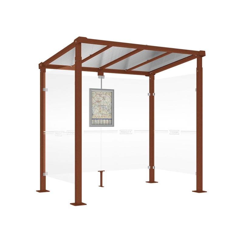 Cityscape Direct Milan Bus Shelter 2500mm / Corten Effect / With cladding on both sides