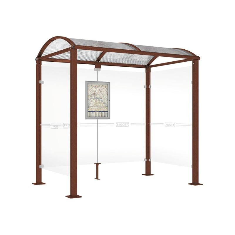 Cityscape Direct Voute Bus Shelter 2500mm / Corten Effect / With cladding on both sides