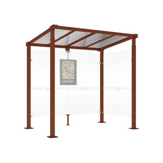 Cityscape Direct Milan Bus Shelter 2500mm / Corten Effect / With cladding on one side