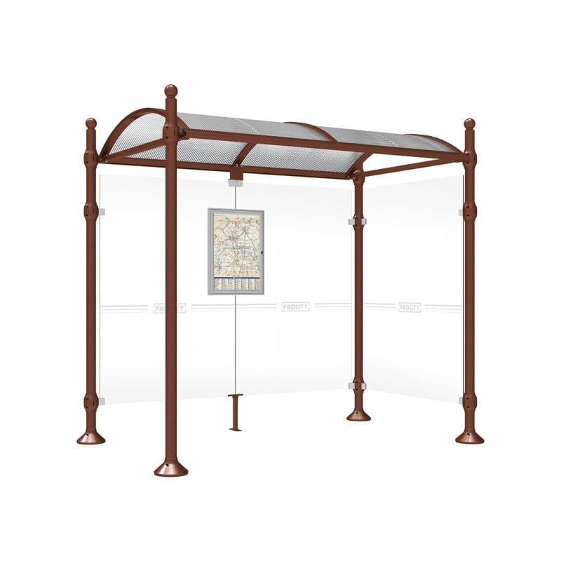 Cityscape Direct Province Sphere Bus Shelter 2500mm / Corten Effect / With cladding on one side