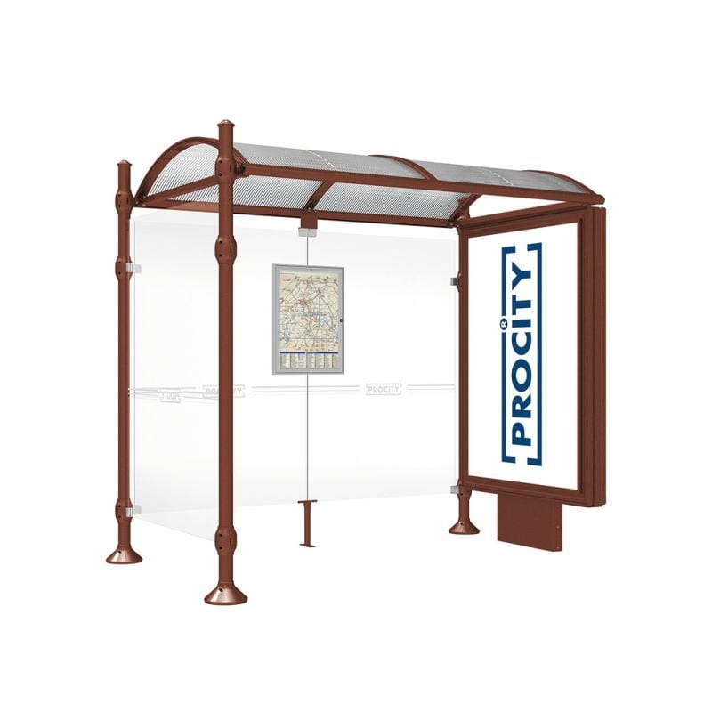 Cityscape Direct Province Agora Bus Shelter 2500mm / Corten Effect / With lightbox and cladding