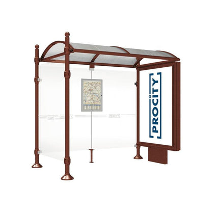 Cityscape Direct Province Sphere Bus Shelter 2500mm / Corten Effect / With lightbox and cladding