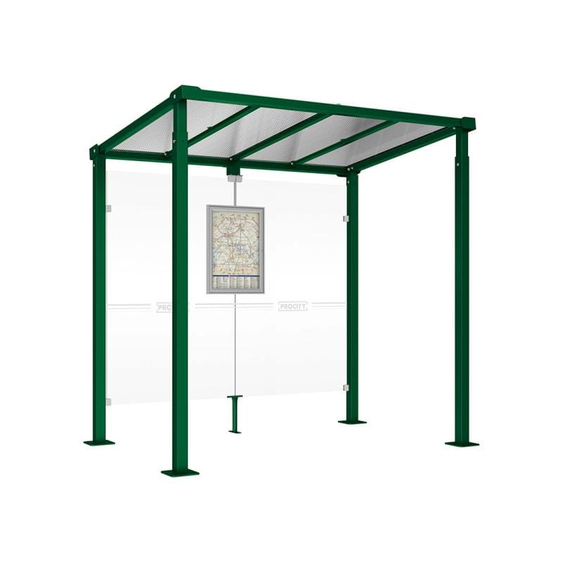Cityscape Direct Milan Bus Shelter 2500mm / Green (RAL 6005) / No side cladding