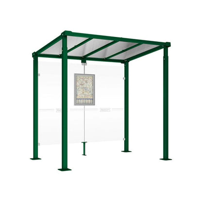 Cityscape Direct Milan Bus Shelter 2500mm / Green (RAL 6005) / No side cladding