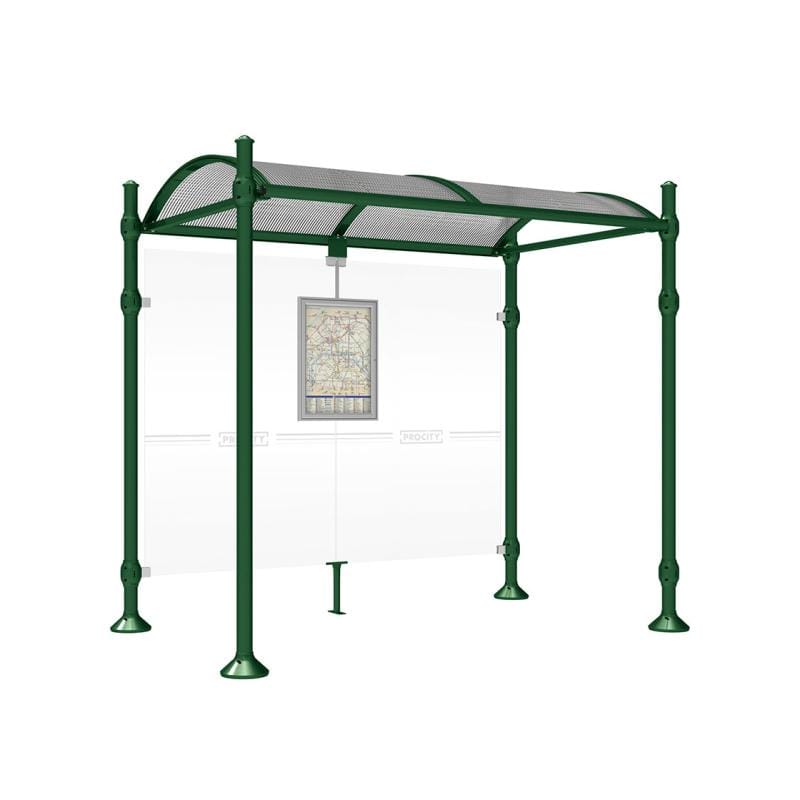 Cityscape Direct Province Agora Bus Shelter 2500mm / Green (RAL 6005) / No side cladding