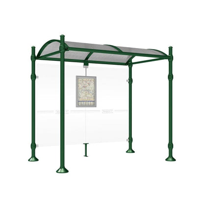 Cityscape Direct Province Agora Bus Shelter 2500mm / Green (RAL 6005) / No side cladding