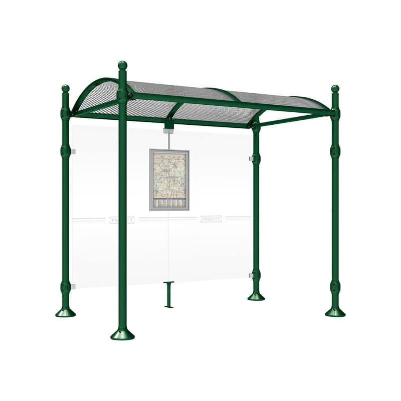 Cityscape Direct Province Sphere Bus Shelter 2500mm / Green (RAL 6005) / No side cladding