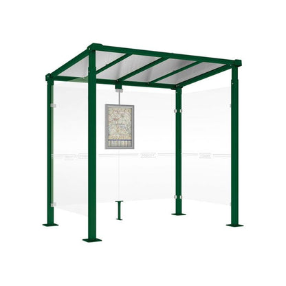 Cityscape Direct Milan Bus Shelter 2500mm / Green (RAL 6005) / With cladding on both sides