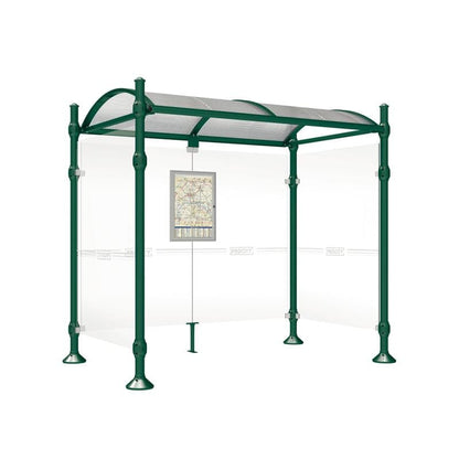 Cityscape Direct Province Agora Bus Shelter 2500mm / Green (RAL 6005) / With cladding on both sides
