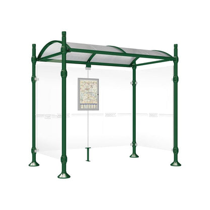 Cityscape Direct Province City Bus Shelter 2500mm / Green (RAL 6005) / With cladding on both sides