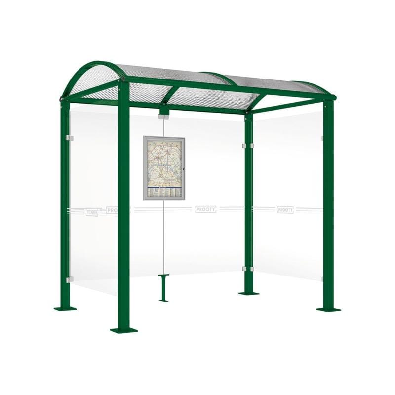 Cityscape Direct Voute Bus Shelter 2500mm / Green (RAL 6005) / With cladding on both sides