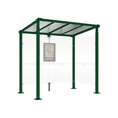 Cityscape Direct Milan Bus Shelter 2500mm / Green (RAL 6005) / With cladding on one side