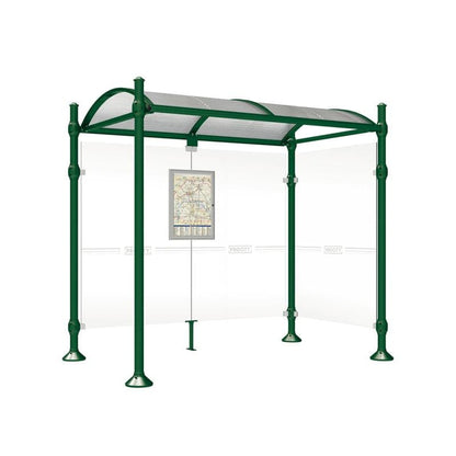Cityscape Direct Province Agora Bus Shelter 2500mm / Green (RAL 6005) / With cladding on one side