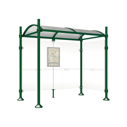 Cityscape Direct Province City Bus Shelter 2500mm / Green (RAL 6005) / With cladding on one side