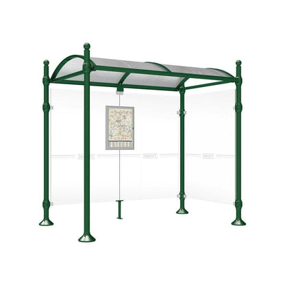 Cityscape Direct Province Sphere Bus Shelter 2500mm / Green (RAL 6005) / With cladding on one side