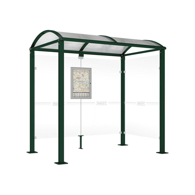 Cityscape Direct Voute Bus Shelter 2500mm / Green (RAL 6005) / With cladding on one side