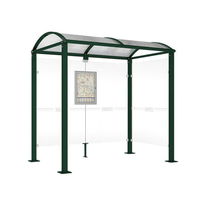 Cityscape Direct Voute Bus Shelter 2500mm / Green (RAL 6005) / With cladding on one side