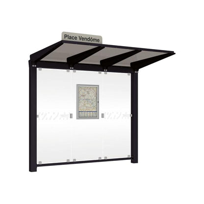 Cityscape Direct Venice Bus Shelter 2500mm length / Black (RAL 9005) / No Side Cladding