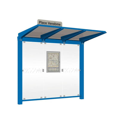 Cityscape Direct Venice Bus Shelter 2500mm length / Blue (RAL 5010) / No Side Cladding