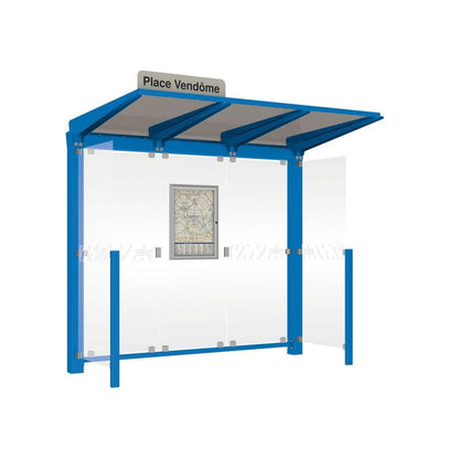 Cityscape Direct Venice Bus Shelter 2500mm length / Blue (RAL 5010) / With Side Cladding